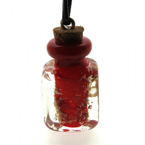 Lachrymatory Style Red Glass Bottle Pendant